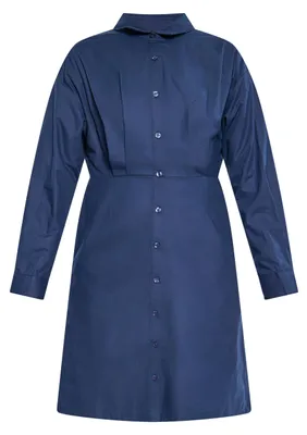 Produktbild von Blaues Kleid Größe S mit klassischem Kragen und langen Ärmeln