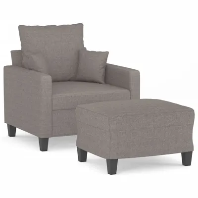 Produktbild von vidaXL Sessel mit Hocker Taupe 60 cm Stoff
