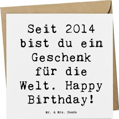 Produktbild von Mr. & Mrs. Panda Grußkarte Spruch 2014 Geburtstag Geschenk - Weiß - Geburtstagsgeschenk, doppelkarte, faltkarte, Glückwunschkarte, Glückwunsch, Einzigartigkeit