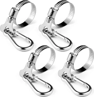 Produktbild von 4 Stück Flaggenmast-Clips, Edelstahl-Fahnenmastringe mit Karabinerklemme, 0,75–1,2 Zoll Verstellbarer Durchmesser für Boot, Yacht, LKW, Geländewagen, Garten, Haus