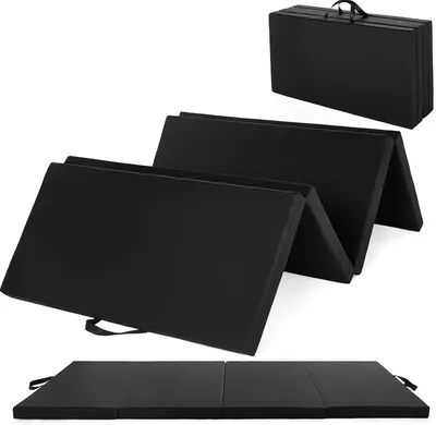 Image de Tapis de gymnastique - Tapis d'entraînement pliable 4 fois - Extra épais - Portable - Pour yoga, pilates, aérobic, arts martiaux - Noir
