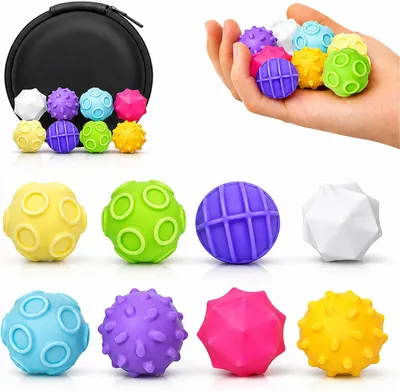 Productafbeelding van Magnetische sensorische fidget-bal - Set van 8 - Magnetische ballen - Stressbal - Siliconen sensorisch speelgoed