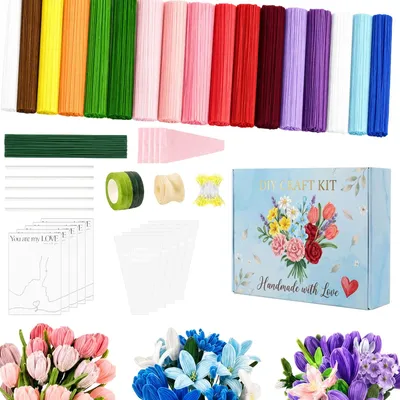 Pfeifenreiniger Blumen Set, 1000 Stück, 18 Farben, 30 cm