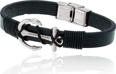 Produktbild von Karisma Männer Lederarmband 316 L Edelstahl Anker Maritim Farbwahl 20cm - Roségold