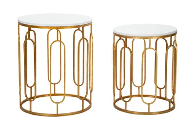 Produktbild von FURNLUX Couchtisch Tory Gold 46cm (2tlg.) / Hauptfarbe: Gold / Abmessungen: 46 x 55 x 46 cm