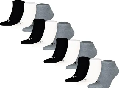 Produktbild von PUMA Uni Sneakersocken, 12er Pack - Sneaker Plain 12P, Logo, einfarbig Schwarz/Weiß/Grau 35-38