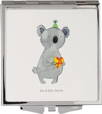 Produktbild von Mr. & Mrs. Panda Schminkspiegel Koala Geschenk - Weiß - Mini Spiegel, Kosmetikspiegel klappbar, Geburtstag, Taschenspiegel, Party, Kleiner