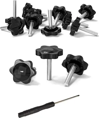 Produktbild von 12 Stück Rändelschrauben M6 x 30mm Sterngriffschrauben mit Griff M6 Kopfschrauben schwarz Flügel Griffmuttern Maschinen Schrauben