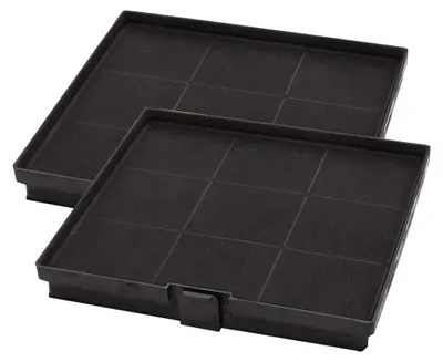 Two black carbon filters are shown in a studio setting against a white background.