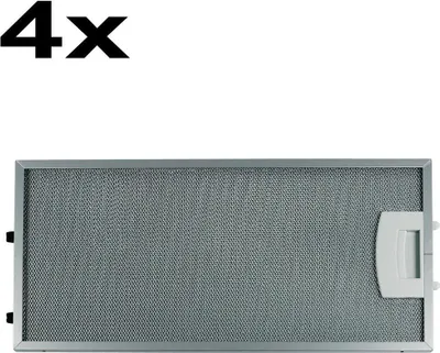 A metal grease filter for a range hood, with a white handle on the right side. The text '4x' is in the top left corner.