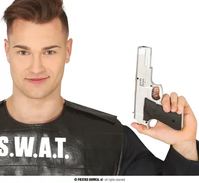 Obrázok produktu pre Policajná strieborná pištoľ - puška - 21 cm