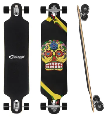 Produktbild von Komplett Skateboard 31 Zoll für Anfänger, 9 Schichten Kanadisches Ahornholz, ABEC-11 Kugellager, Totenkopf Design