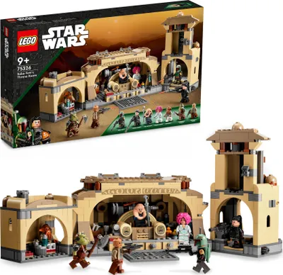 Produktbild von LEGO 75326 Star Wars Boba Fetts Thronsaal, Spielzeug-Haus zum Bauen mit Jabbas Palast und 7 Minifiguren, darunter Boba Fett, Fennec Shand und Bib Fortuna, Modell-Gebäude für Kinder ab 9 Jahren