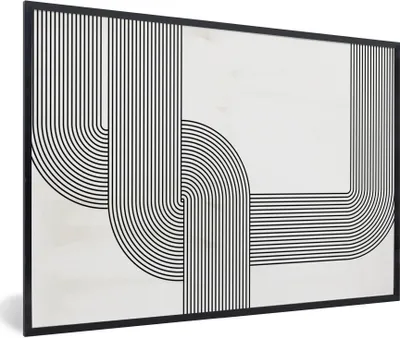Produktbild von MuchoWow® Gerahmtes Poster Schwarz - Weiß - Linie 90x60 cm - Poster mit Schwarzem Bilderrahmen Wandposter Rahmen Foto Bilder - Fotorahmen - Foto-Plakat