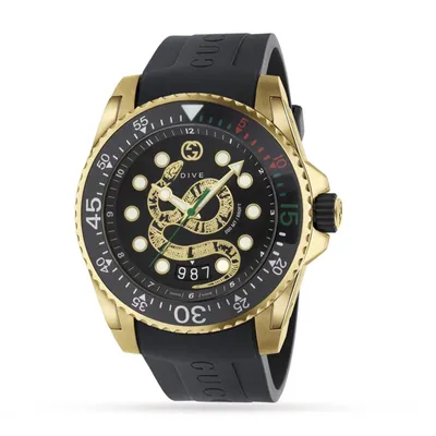 Obrázok produktu pre Pánske hodinky Gucci YA136219 Dive Gold Snake Dial Quartz,