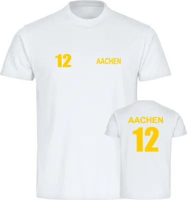 Produktbild von multifanshop Herren T-Shirt - Aachen - Trikot Nummer 12, weiß, Größe L