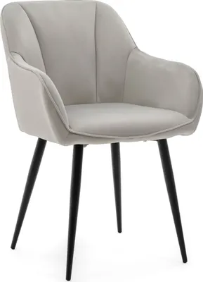 Produktbild von NEW HOME Glamour Stuhl LAGO gespolsterter Esszimmerstuhl Wohnzimmerstuhl mit Steppung - hellgrau - moderne Samt Velours Möbel
