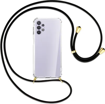 Produktbild von Handykette Backcover-Schutzhülle mit Band (Metall goldfarben) für Samsung Galaxy A32 5G - schwarz
