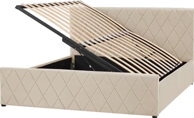 Obrázek produktu pro BELIANI Postel béžová sametová 160 x 200 cm čalouněná s úložným prostorem a roštem prošívané čelo