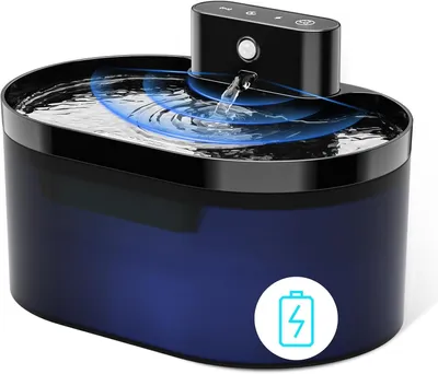 Produktbild von Kabelloser Katzenbrunnen 2,2L, automatischer Wasserspender für Katzen, Haustier-Wasserbrunnen mit Bewegungssensor, ultraleise - Schwarz