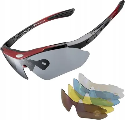 Produktbild von Sport Sonnenbrille mit Wechselgläsern Schwarz Rot
