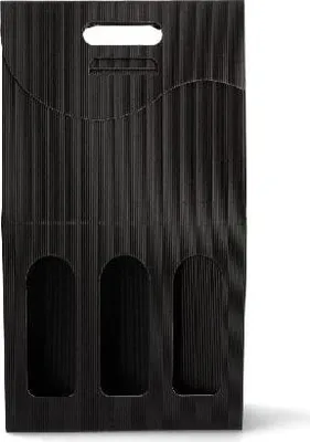 Obrázok produktu pre Dekoratívna darčeková krabička, čierna, na 3 fľaše vína, 250 x 80 x 330 mm