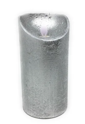 Produktbild von Anna's Collection Led stumpfe Kerze - Silber - 15 x D7,5 cm