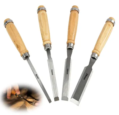 Immagine prodotto di Set di 4 scalpelli per legno, con lame di 6, 12, 19 e 24 mm, affilati