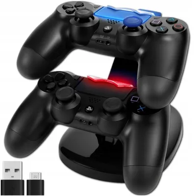 Produktbild von PS4 Controller Ladestation Dual USB Dockingstation Für 2 DualShock 4 Gamepads Mit LED Anzeige Schwarz