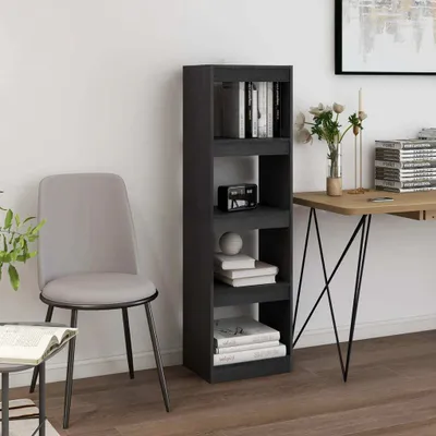 Produktbild von The Living Store Bücherregal Raumteiler Grau 40x30x135,5 cm Massivholz Kiefer