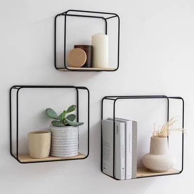 Immagine prodotto di Set di doghe metalliche con decorazioni in legno - Decorazioni da parete minimaliste e in stile industriale per ogni ambiente