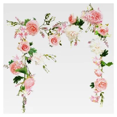 Produktbild von Pfingstrosen-Girlande, künstliche Blumen-Dekoration, Tischdekoration, Blumengirlande für Tür, Hochzeit, Party, Wand, Heimdekoration (Rosa)
