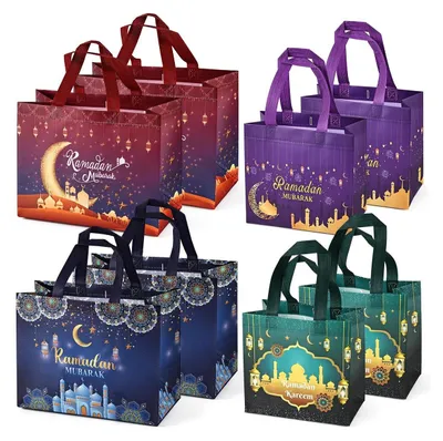 Image de Aviski Sacs cadeaux Ramadan Mubarak Set réutilisable de 8 pièces