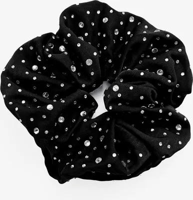 Produktbild von Glitzerndes Satin-Scrunchie mit Kristallbesatz – Glamour in Schwarz