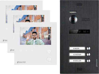 Produktbild von Video Gegensprechanlage BALTER EVO MINI 2-Draht BUS Komplettsystem für 3-Familienhaus Schwarz