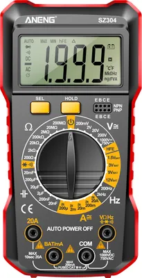 Obrázek produktu pro ANENG SZ304 Multifunkční digitální multimetr s 1999 čítači, True RMS, přenosný, vysoce přesný tester, měří napětí, proud, odpor, kapacitu, frekvenci, diodu se zkušebními vodiči
