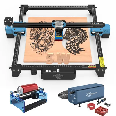 Image de Two trees TTS-55 PRO 5.5W Machine avec Air Assist, axe Y-Rotary Roller, pour objets cylindriques