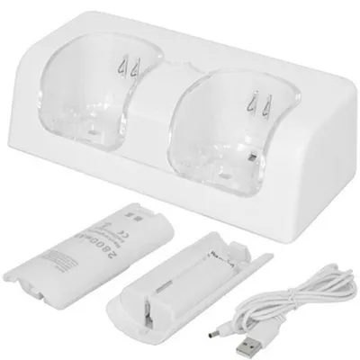 Produktbild von Doppelladestation mit zwei wiederaufladbaren Akkus erhöhter Kapazität für den Wii-Spielcontroller