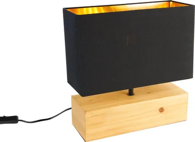 Produktbild von Trio Leuchten - Landhaus I Vintage Ländliche Tischlampe aus Holz mit schwarzem Schirm – Valesca I Wohnzimmer I Schlafzimmer - Länglich - LED geeignet E27