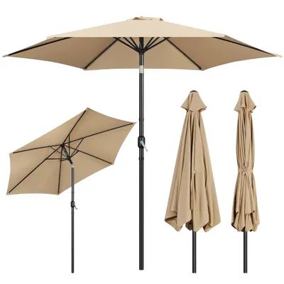 Produktbild von Yaheetech Sonnenschirm Gartenschirm mit Kurbel ø 294 cm, UV Schutz UPF 50+, ohne Ständer, Hellbraun