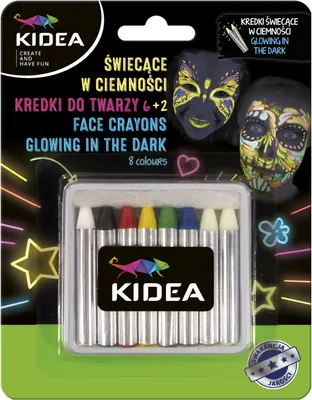 Obrázek produktu pro Kredki do twarzy 8 szt. (2 świecące w ciemności) Kidea