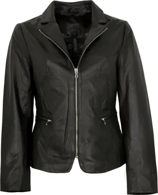 Produktbild von MADDOX - Damen Lederjacke Blazer Lammnappa schwarz : 52