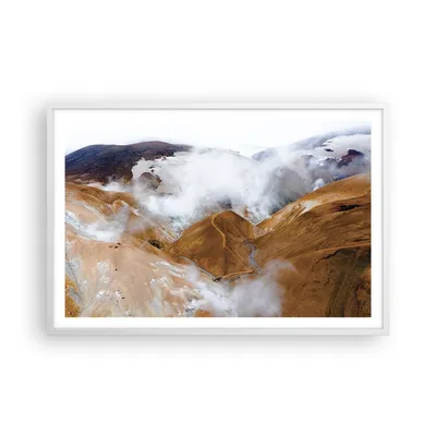 Produktbild von Gerahmtes Poster - Weißer Rahmen - Berge Wolken Landschaft - 91,5x61 cm - Wand Bild - Wanddeko - Wandbilder - Kunstposter - Wandposter - Bilderrahmen - Bilder - Kunstdruck - P2WAA91x61-4711