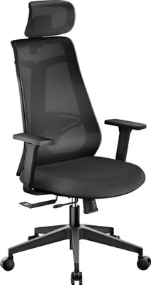 Zdjęcie produktu dla Ergonomiczne krzesło biurowe Wiltec z regulacją wysokości i głębokości, regulowanym zagłówkiem i podłokietnikiem - krzesło obrotowe z podparciem lędźwiowym - udźwig do 150 kg