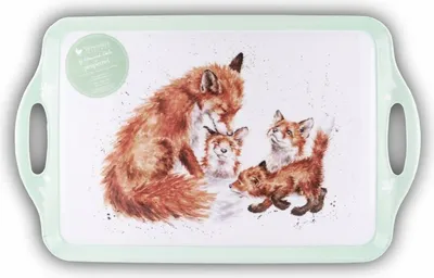 Produktbild von Wrendale Designs Melamin-Tablett Fuchs-Familie