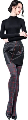 Produktbild von Giulia gemusterte Strumpfhosen mit Muster Amina N1 60 Den dark grey melange/red S