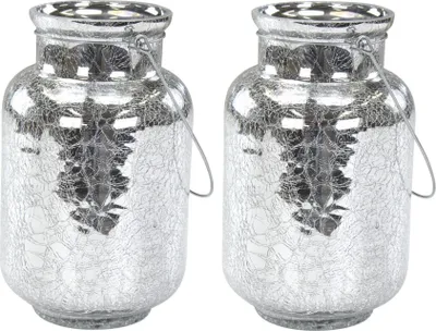 Produktbild von Deko Glas mit Henkel 2 Stück Crackle