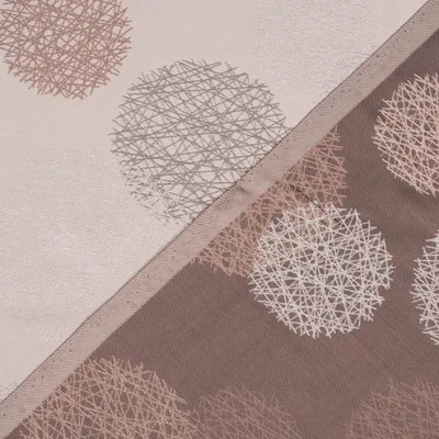 Produktbild von Dekostoff Meterware Jacquard Wendestoff Satinlook Kreise beige 1,40m
