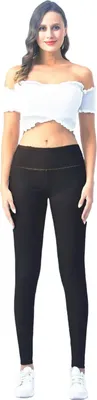 Produktbild von Leggings Hose Leggins Leder-Optik Hohe Taille Basic Unifarben Damen Übergröße 6XL/7XL Schwarz