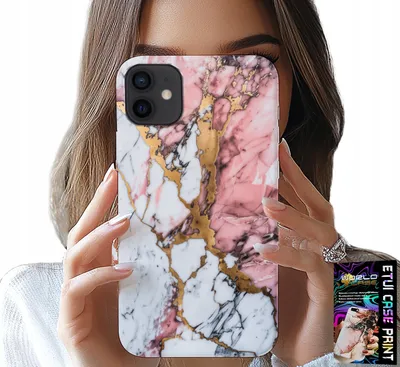 Zdjęcie produktu dla Etui Do Iphone 12 - Różowo Biały Marmurek, Kamienne Wzory